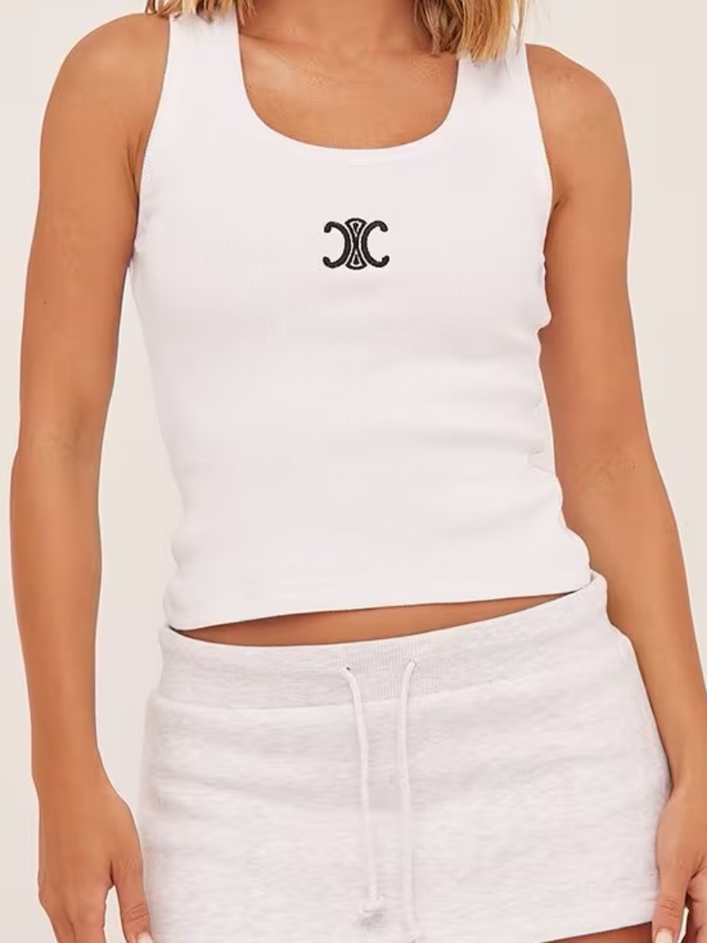 SOLD OUT Ego white tank top with black logo